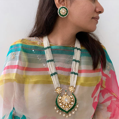 Green Meenakari Pendant Set