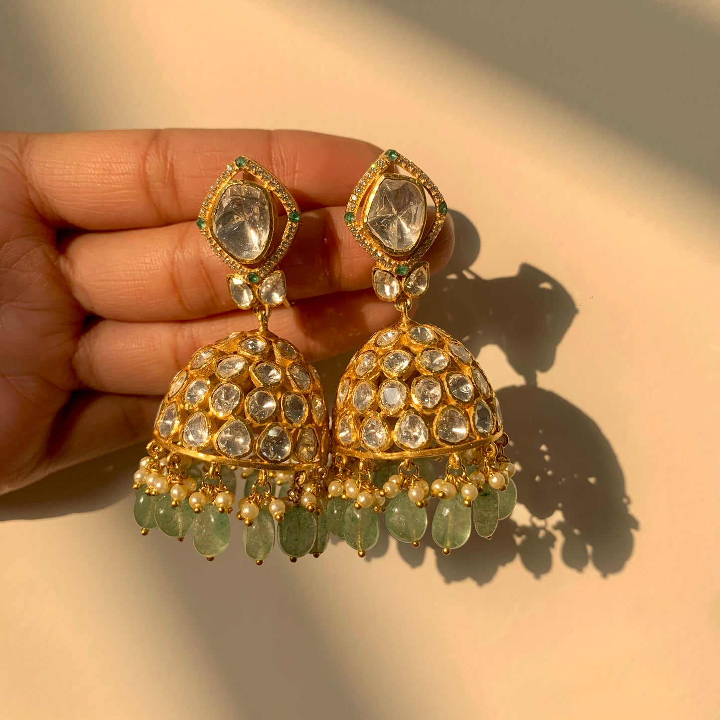 Dazzling Polki Jhumkis