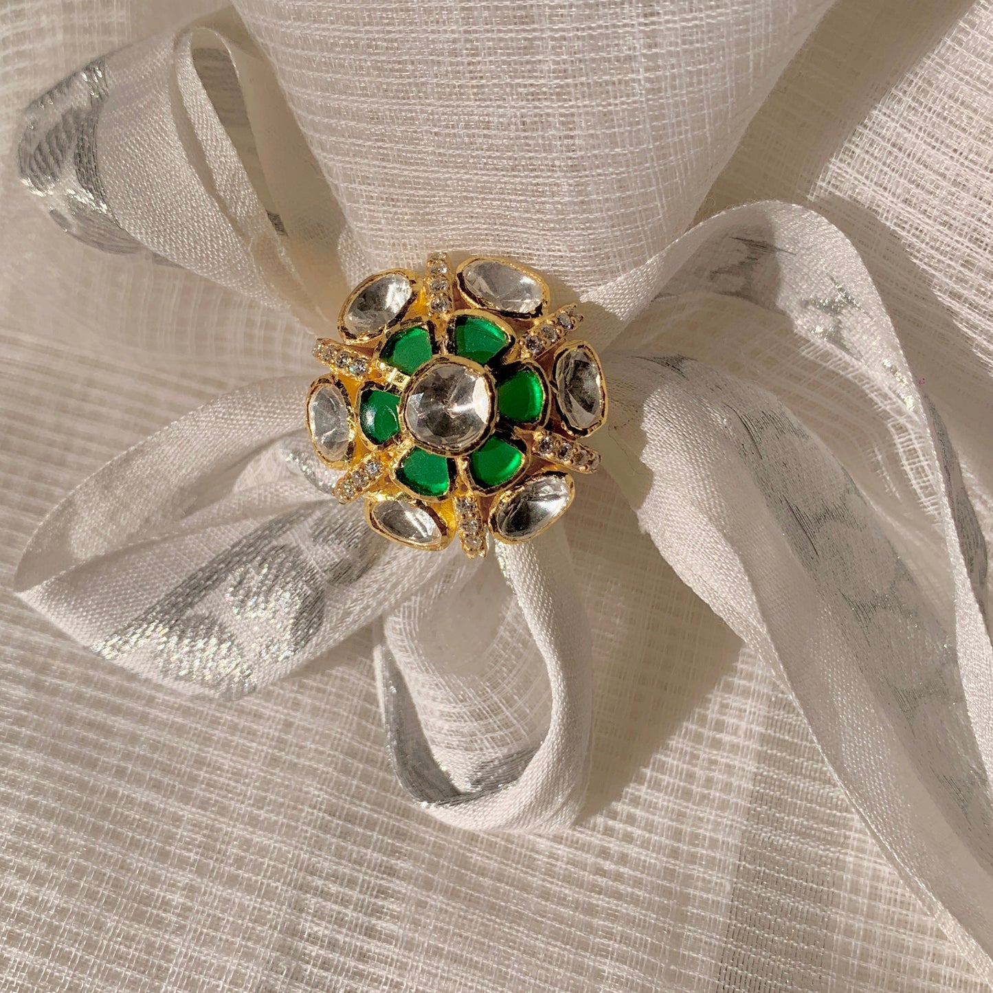 Emerald Floral Ring