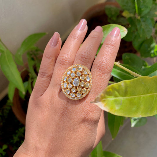 Oval Polki Ring