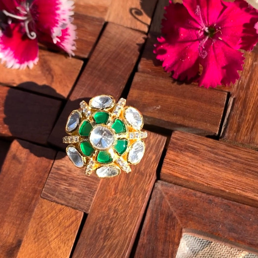 Emerald Floral Ring