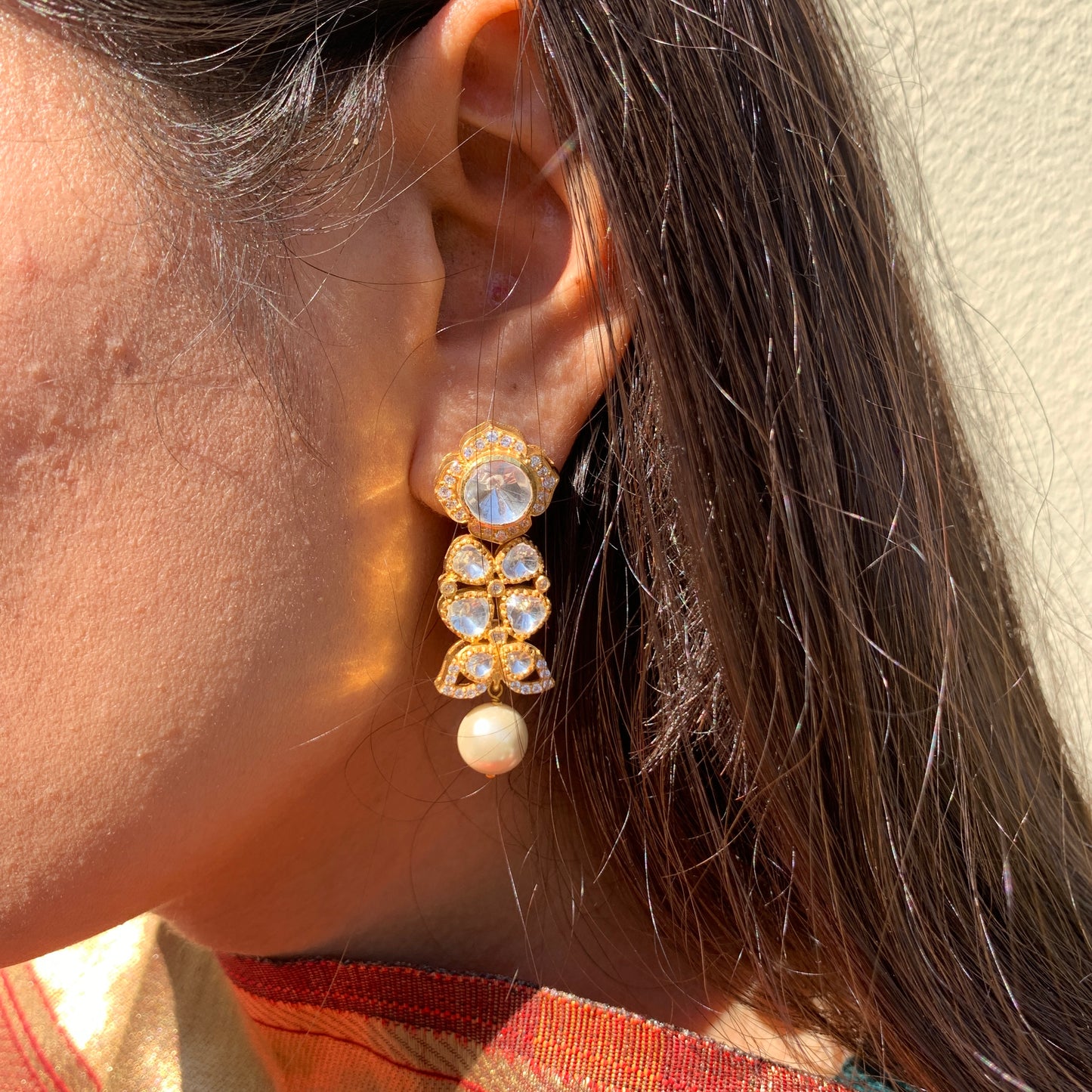 Elizaa Pearl Polki Earrings