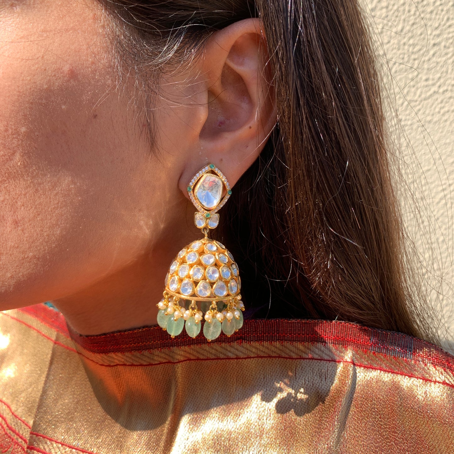 Dazzling Polki Jhumkis