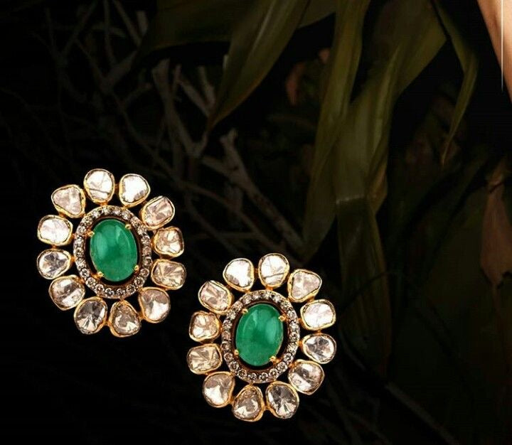 Emerald Polki Earrings