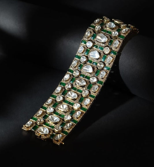 Broad Emerald Polki Bracelet