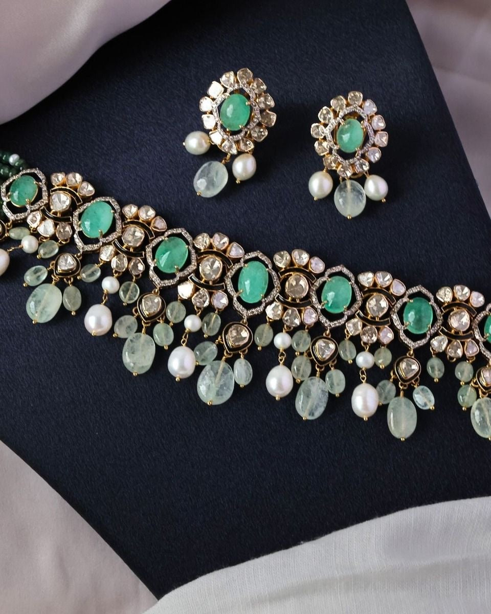 Emerald Polki Choker Set