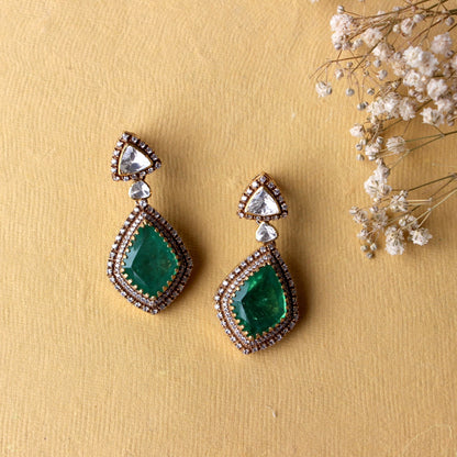 Akoya Emerald Polki Earrings