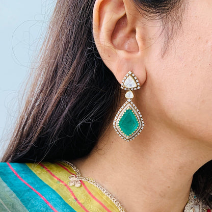 Akoya Emerald Polki Earrings