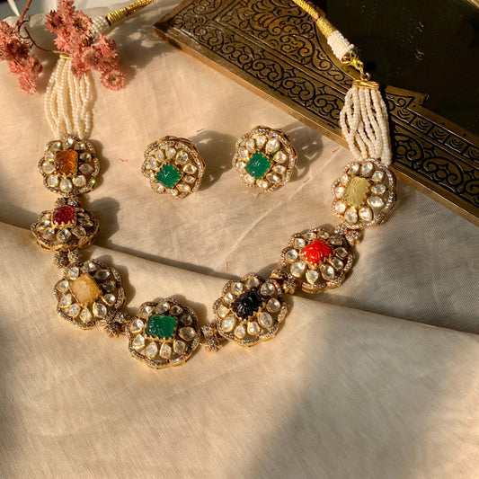 Navratan Polki Choker Set