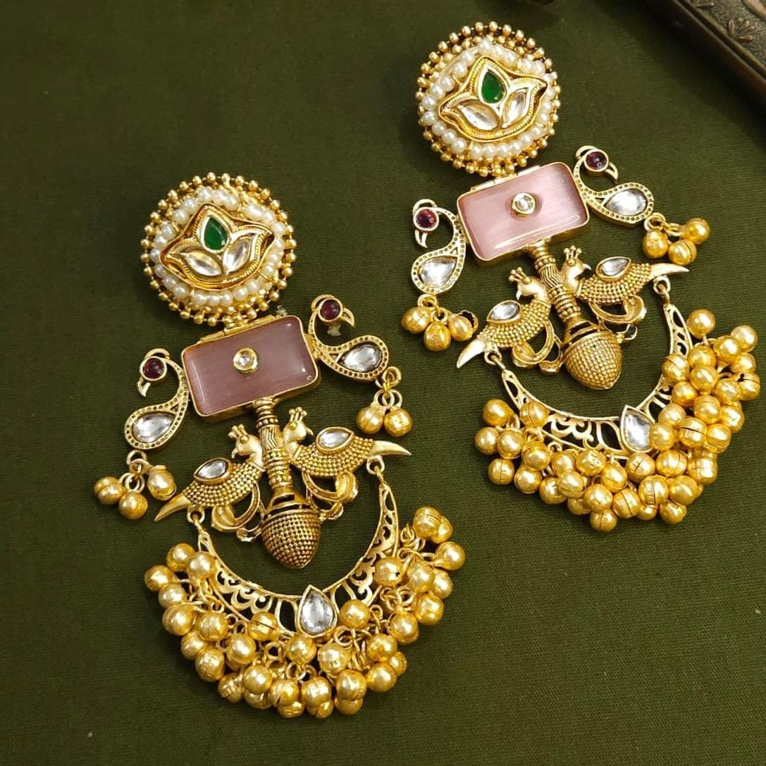 Elsie Pink Kundan Earrings