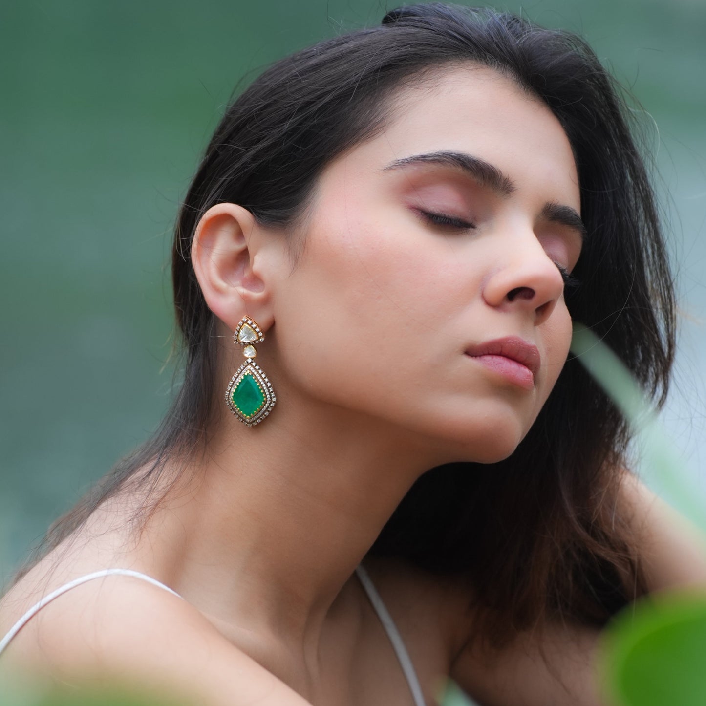 Akoya Emerald Polki Earrings