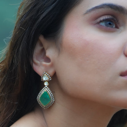 Akoya Emerald Polki Earrings