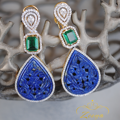 Emerald Lapis Cocktail Earrings